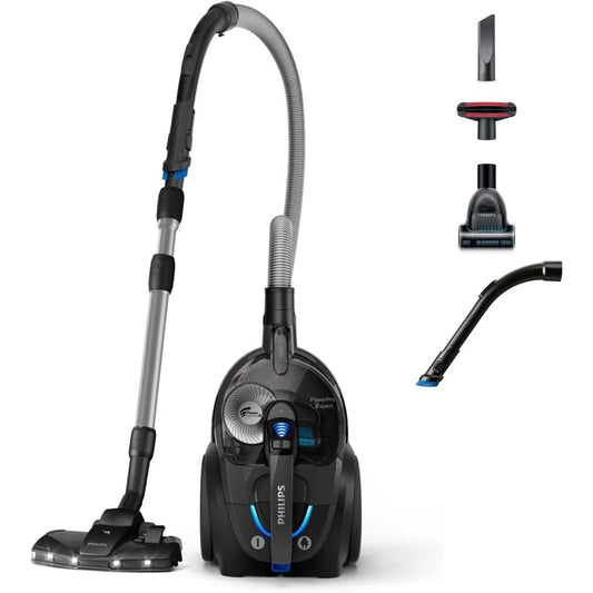 Cet aspirateur au format traineau associe la collecte de la poussiere et un eclairage de la zone de travail