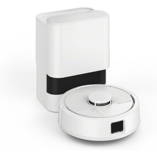Ce robot et base de vidage combine un format compact et le nettoyage automatise des sols