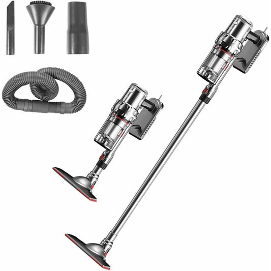 Aspirateur a main, coloris gris et blanc, avec une filtration des particules fines